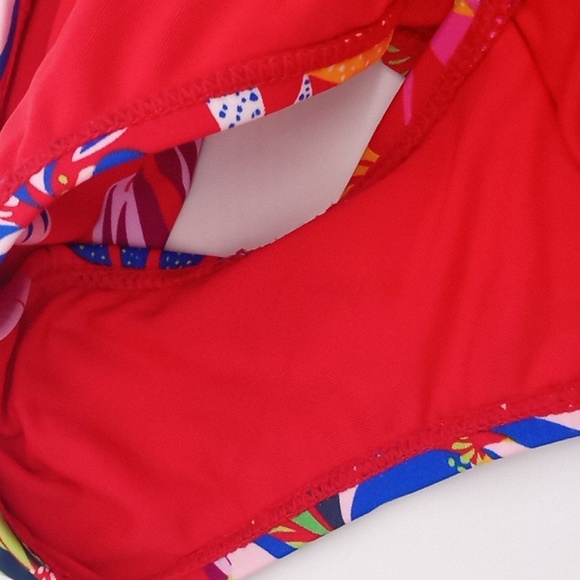 Sold! Caribbean Joe Tropical Print One Piece Swimsuit Red‎ 14 NWOT - Picture 9 of 13